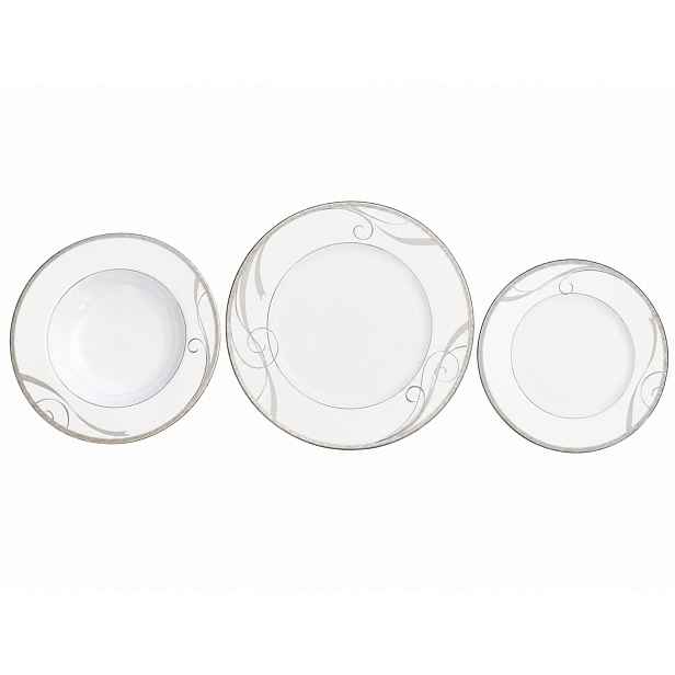 Premium Jídelní Servis 3x Porcelánové Talíře Skalena Platina Fyrklövern