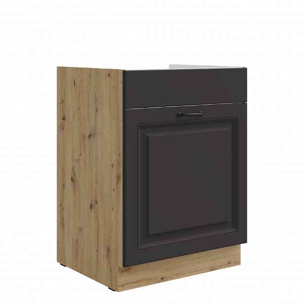 Spodní skříňka pod dřez Stilo 60 ZL 1S BB - Premium Box Barva korpusu: Dub artisan, Barva dvířek: Grafit