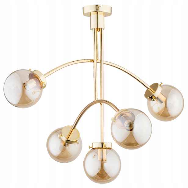 Závěsná lampa Alfa Lusco 5x40W E14 zlatá/jantarová, stropní, Alfa