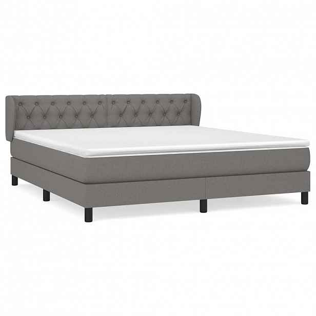 vidaXL Box spring postel s matrací tmavě šedá 160x200 cm textil
