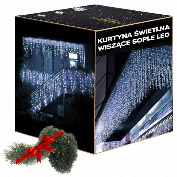 Vánoční Rampouchy Bílé 250 Led 5.5m Řetěz Bonus Světelný závěs Led