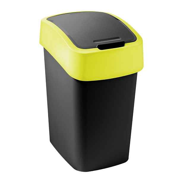 Žlutý/černý plastový odpadkový koš na tříděný odpad 9 l Flip Bin – Curver
