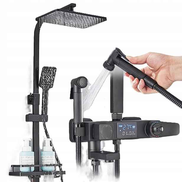 Černá sprchová baterie Termostat LCD