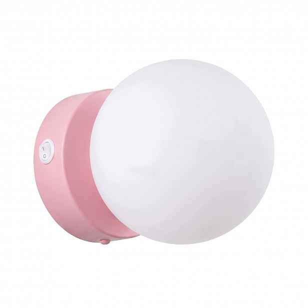 Nástěnné svítidlo Yoli 1 růžové s vypínačem Lampa na zeď kuia mléčná Sollux