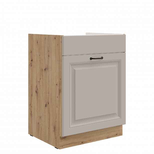 Spodní skříňka pod dřez Stilo 60 ZL 1S BB - Premium Box Barva korpusu: Dub artisan, Barva dvířek: Clay Grey