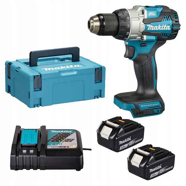 Aku. aku šroubovák příklep. Makita DHP489RFJ Lxt 18V 2x3Ah Bl 73Nm 2 rychlosti, kufr