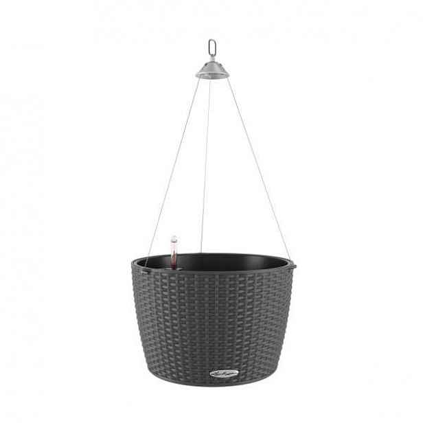 Květináč kulatý závěsný NIDO Cottage komplet set žulová šeď 35cm