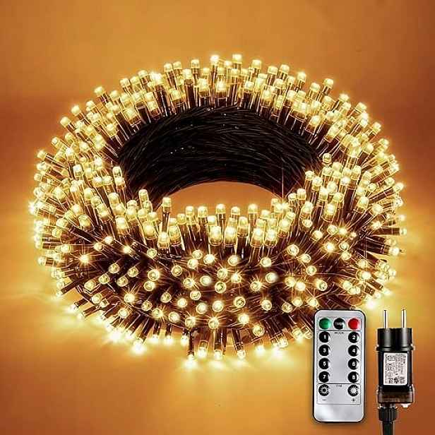 Led venkovní voděodolné vánoční osvětlení 30 m, 8 režimů, dálkové ovládání, teplá bílá barva