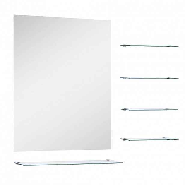 vidaXL Nástěnné zrcadlo s 5 poličkami stříbrné 50 x 60 cm