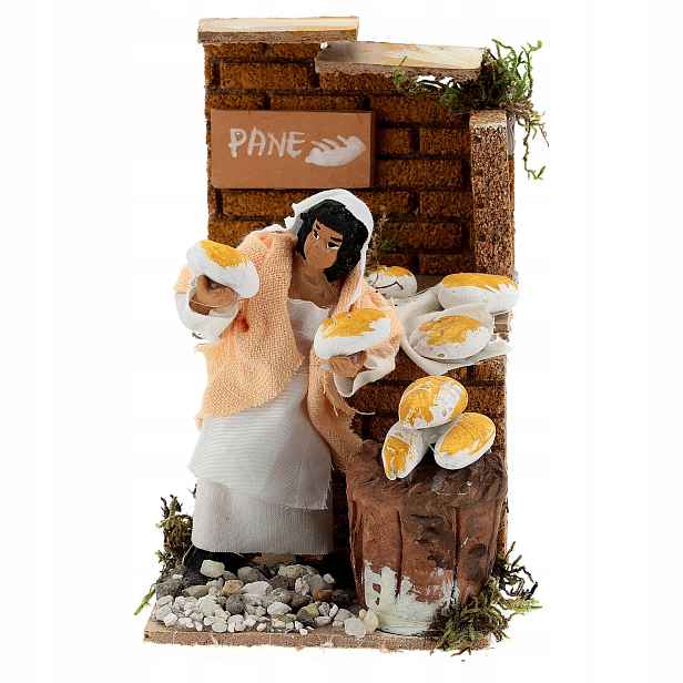 Pohyblivá figurka do Betléma „Prodejce chleba“ na 220 V – pro figurky o výšce 10 cm