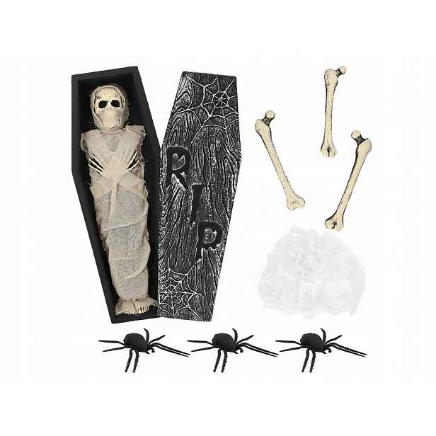 Sada venkovních dekorací na Halloween Mumie Pavouci 9 ks
