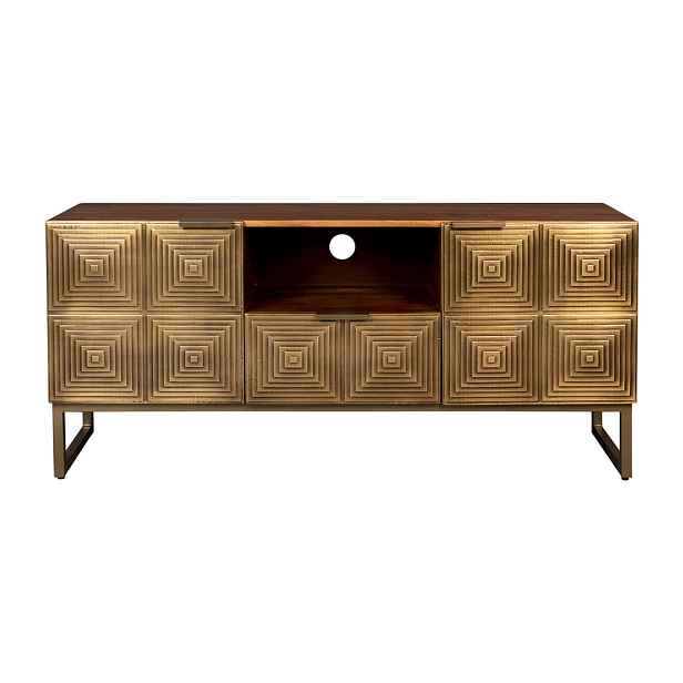 TV stolek z mangového dřeva ve zlaté barvě 40x60 cm Volan – Dutchbone