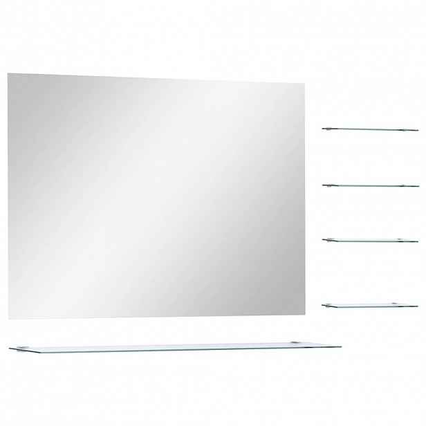vidaXL Nástěnné zrcadlo s 5 poličkami stříbrné 80 x 60 cm