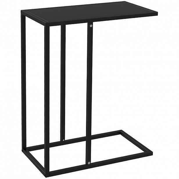 OKWISH ODKLÁDACÍ stolek 46/26/60 cm černý z oceli s C tvarem pro pohovku a ložnici