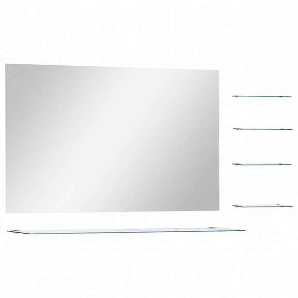 vidaXL Nástěnné zrcadlo s 5 poličkami stříbrné 100 x 60 cm