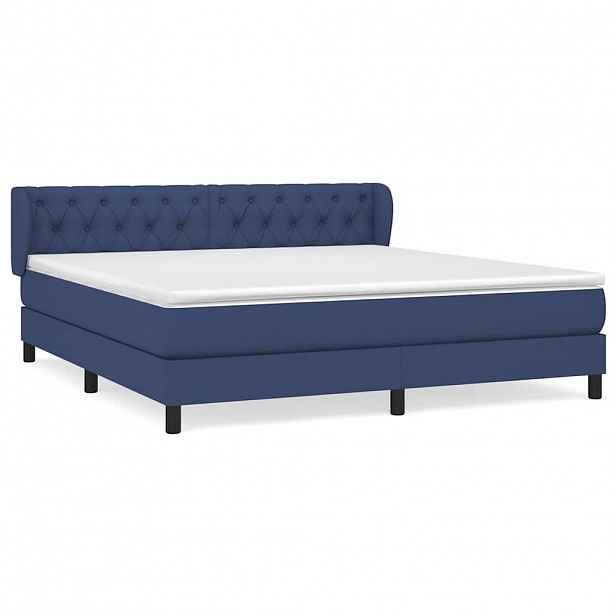 vidaXL Box spring postel s matrací modrá 160x200 cm textil