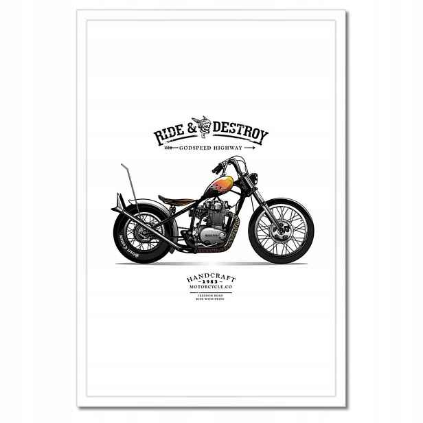 Plakáty v rámu 40x60 Motocykl Zabytek Vintage