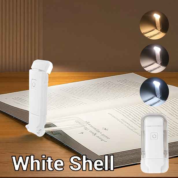 TEMU Mini Přenosná Skládací LED Čtecí Lampa, 3 Barvy Osvětlení, 3 Nastavitelné Jasnosti, USB Nabíjení, Ochrana Očí, Klip na Čtení, Noční Světlo pro