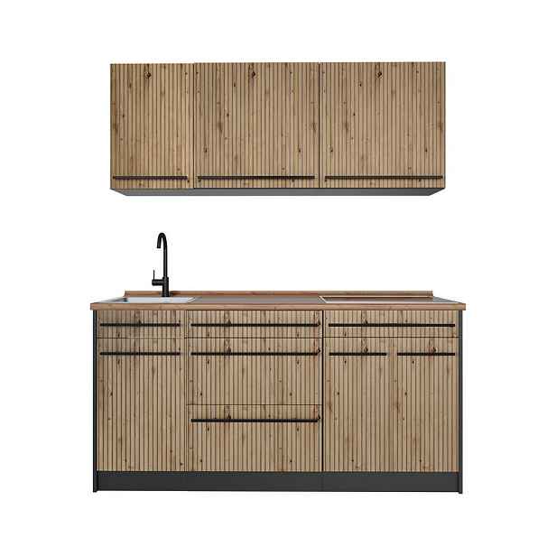 Vicco JEDNOTKOVÁ KUCHYNĚ R-Line, Řemeslný dub/Antracit, 160 cm pracovná doska Dub Goldkraft