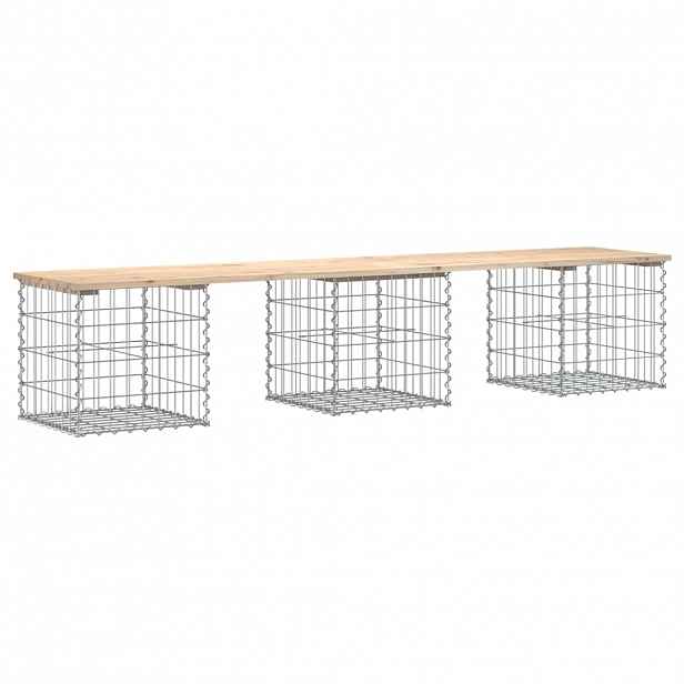 vidaXL Zahradní lavice gabionový design 203x44x42 cm masivní borovice