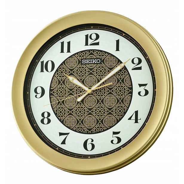 Zlatý Matný Kulatý Japonský Hodinový Stroj Seiko QXA859G 37 cm Viditelný V Noci