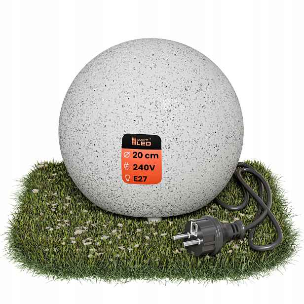 Zahradní lampa Kula do zahrady Led Kámen Beton Kabel 230V E27 20cm IP65