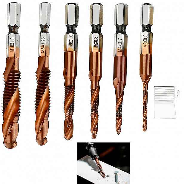 Kobaltové Závitové Vrtáky M3-10 M, Závitníky, Sada 6 Ks Pro Závity