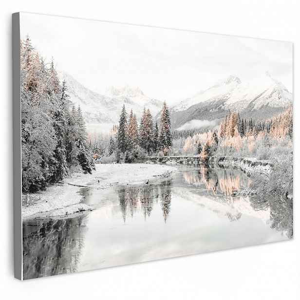 MuchoWow OBRAZ NA PLÁTNĚ Příroda - Zima - Stromy - Hory - Sníh 30x20 cm
