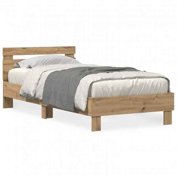 vidaXL Rám postele s čelo Artisanový dub 90 x 190 cm Kompozitní dřevo
