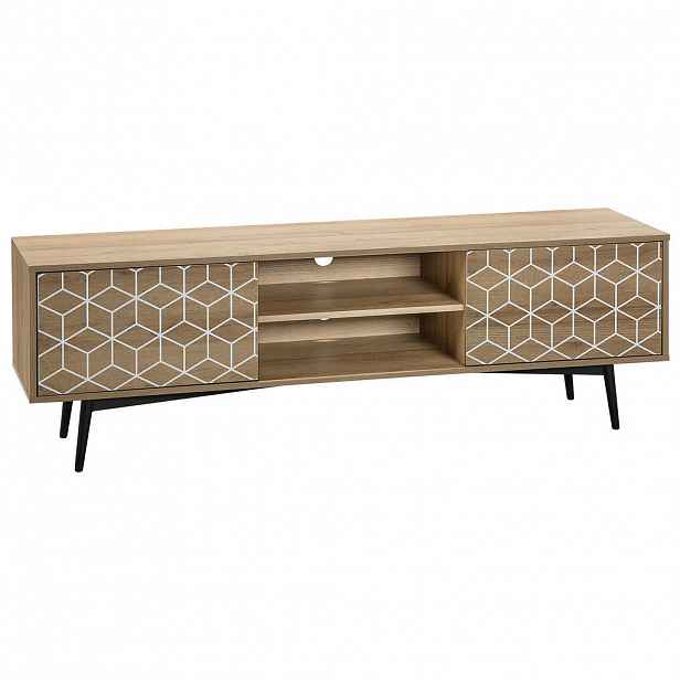 Beliani TV STOLEK Světle hnědý, Bílý TORVI 40/160/50 cm