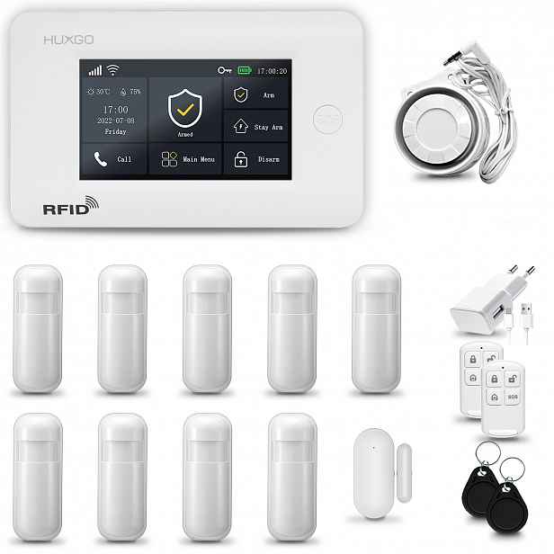Bezdrátový alarm WiFi+ Gsm 4G s aplikací Tuya, sada Huxgo HXA006 R9BS