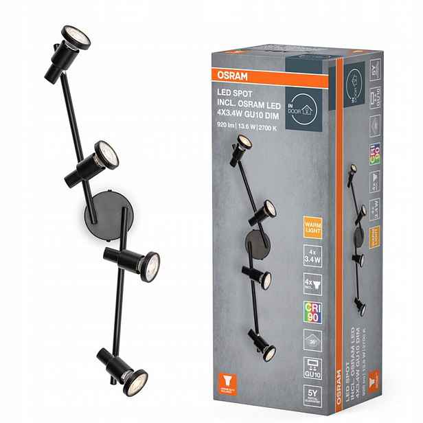 Led Spot 4X3.4W 927 GU10 Bk