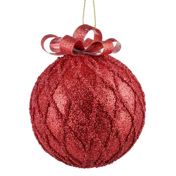 Mondex Vánoční baňka SANTA LILA Grid 10 cm červená