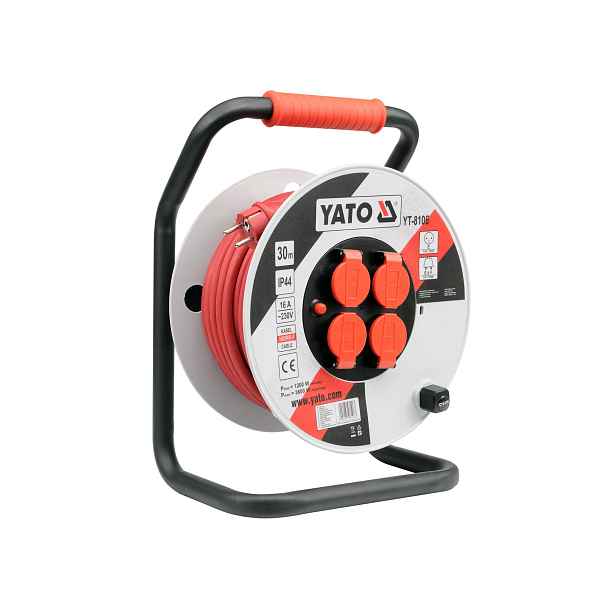 Prodlužovací Kabel Na Bubnu 30 M 4 Zásuvky IP44 3600W Červený Yato