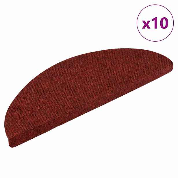 vidaXL Schodové rohože samolepicí 10 ks 56 x 17 x 3 cm vínově červené půlkulaté