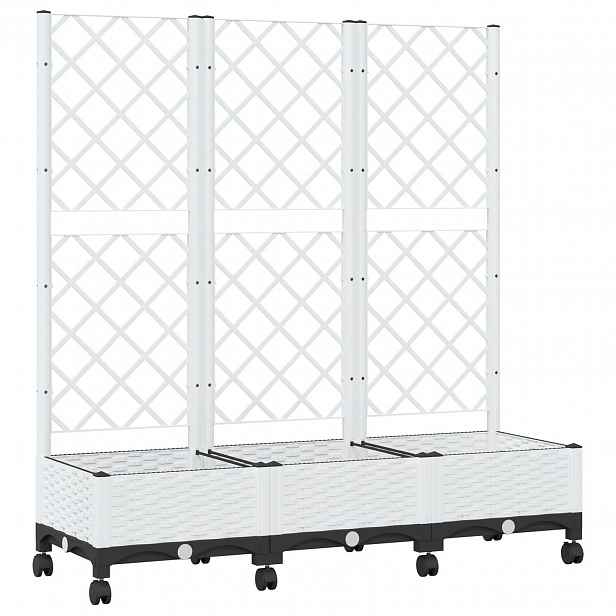 vidaXL Zahradní truhlík s treláží a koly Bílá 120 x 40 x 131,5 cm PP