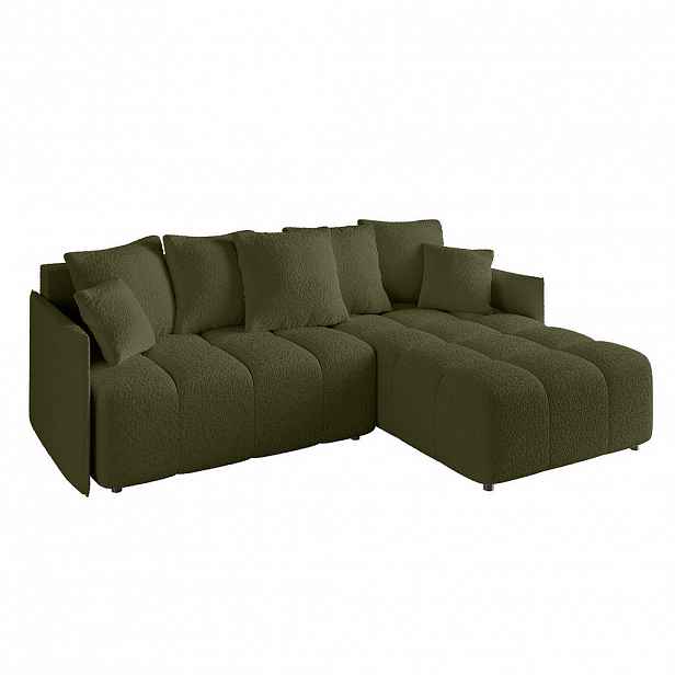 ALTDECOR ROHOVÁ SEDACÍ SOUPRAVA s otomanem vpravo LONLI-L 251x189x68 olivově zelená buklé