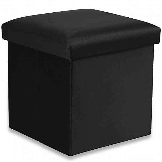 Černý skládací taburet CUBEXO VELVET M