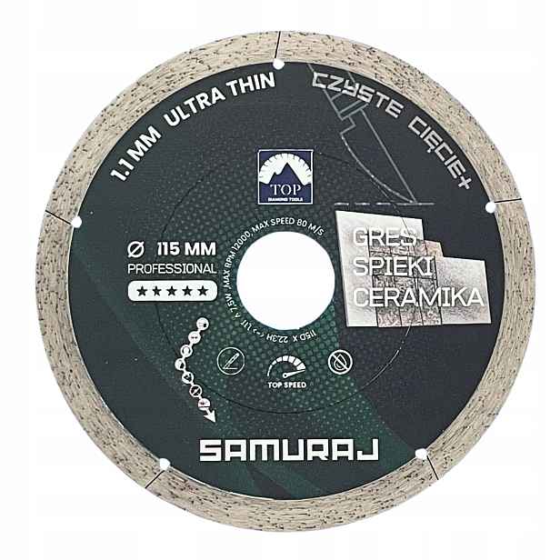Diamantový kotouč 115 mm Samuraj pro sintrování, tenký, 1,1 mm