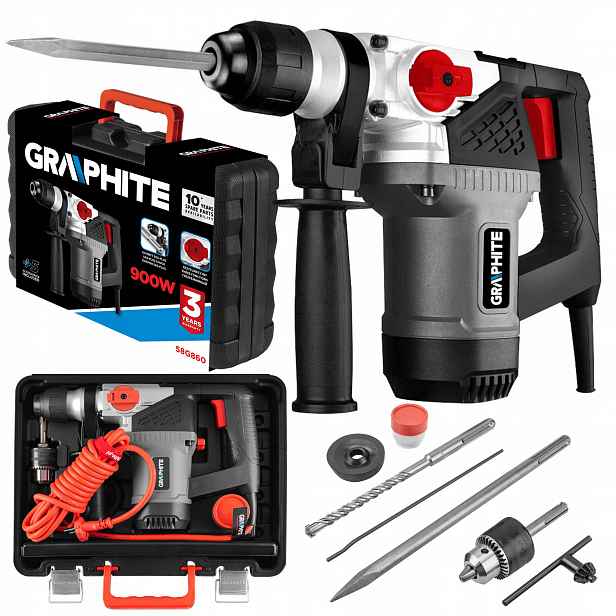 Graphite Příklepové kladivo Sds+ 900 W, kufr 58G860