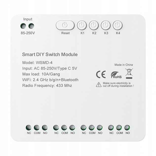 Avatto Relé 4 Kanály Pro Systémy Inteligentního Domu Wi-fi Bt 250V