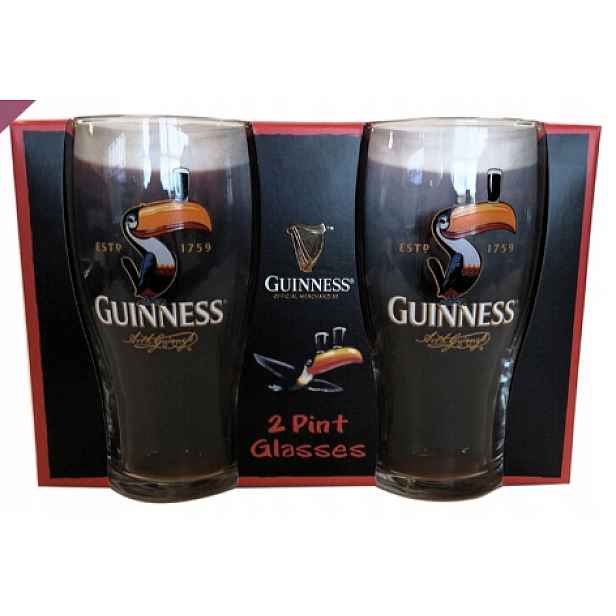 Guinness sklenice pint Toucan tukan 2 kusy Dárková Krabička A10