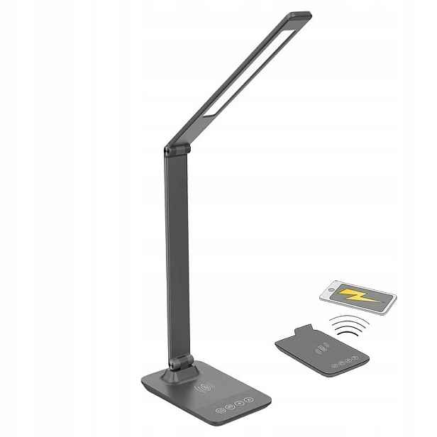 Led stmívatelná lampička s bezdrátovým nabíjením 10+10W, Cct, šedá