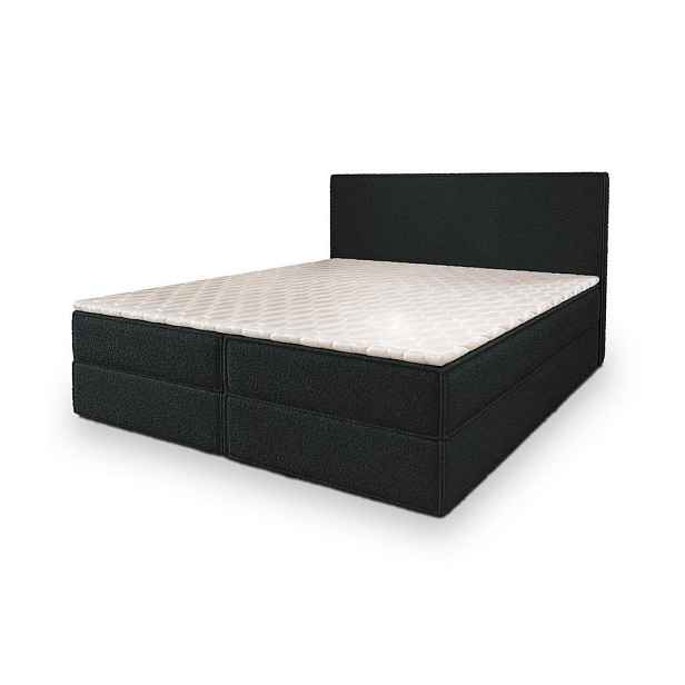 MASSENO AMERICKÁ POSTEL PELLIO, 200x200 cm s matrací a úložným prostorem, H2+H3, černá