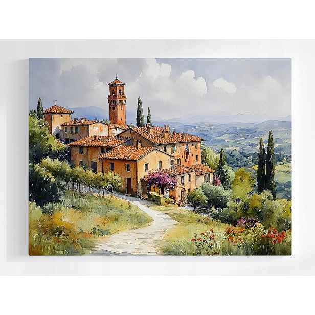 Plakát Toskania Vila Krajina Hory Italia Itálie 100x75