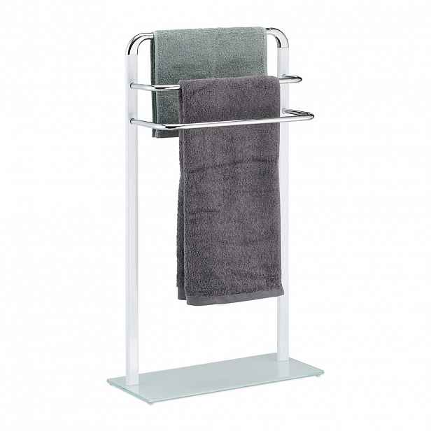 Relaxdays STOJÁN NA RUČNÍKY Bílá Stříbrná volně stojící 80 cm