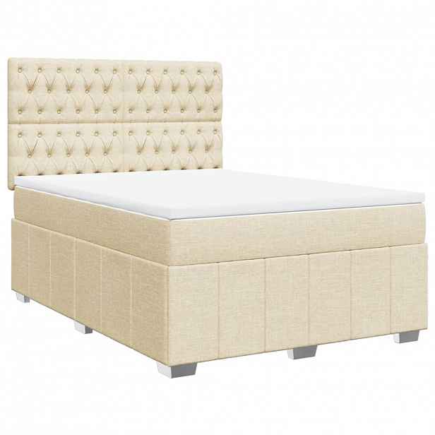 vidaXL Box spring postel s matrací krémová 140x200 cm textil