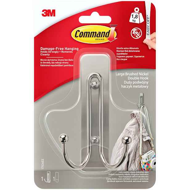 Command Háček Kovový Držák Dvojitý Inox 1,3 kg