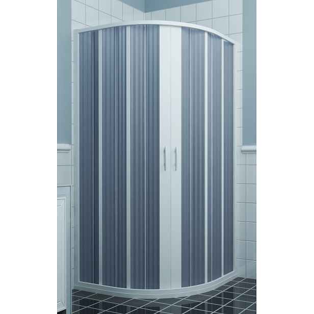 Forte Sprchová čtvrtkruhová zástěna 90 x 90 x185 cm; shrnovací dveře; vstup středem FLEX - LUNA NEW - ZÁSTĚNU LZE UPRAVOVAT; ZKRACOVAT NA POTŘEBNÝ ROZMĚR OD 70 DO 90 cm