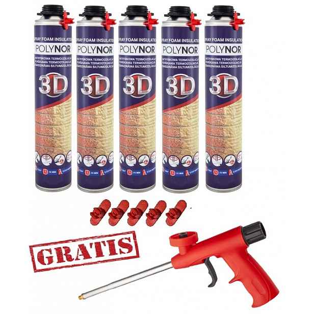 Pur Sprchová Pěna Polynor 3D 930 g Izolace Zateplení garáže 6 prvků
